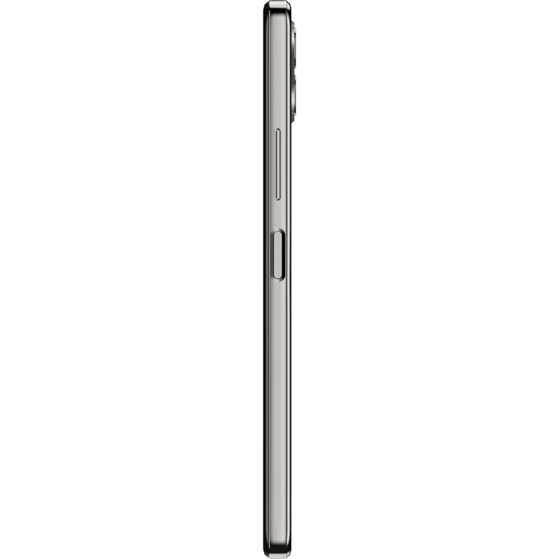 Bir telefonun yan görünümü. Yanında düğmeler var. Arka plan siyah.