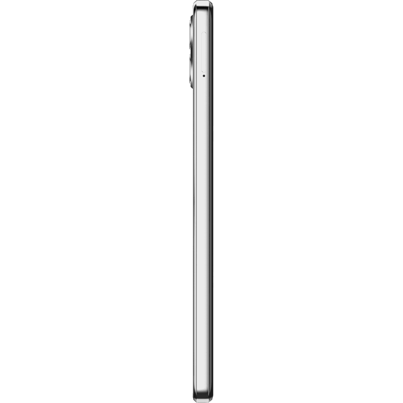 Siyah arka plan üzerinde gümüş bir akıllı telefonun yan görünümü.