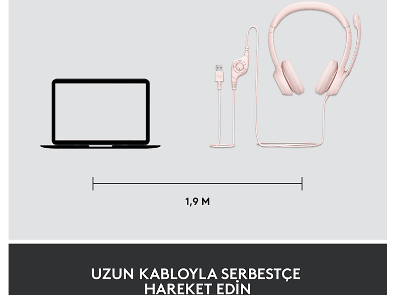 LOGITECH H390 USB Gürültü Önleyici Mikrofonlu Kulaklık - Pembe_7