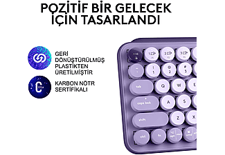 LOGITECH POP Keys Cosmos Özelleştirilebilir Emoji Tuşlu Mekanik Kablosuz Türkçe Klavye - Lila_4