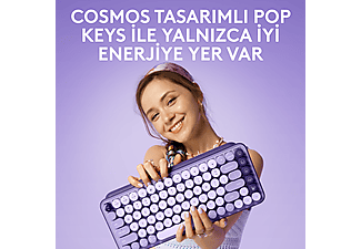 LOGITECH POP Keys Cosmos Özelleştirilebilir Emoji Tuşlu Mekanik Kablosuz Türkçe Klavye - Lila_1