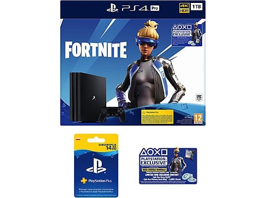 Konsola SONY PlayStation 4 Pro 1TB G Chassis Czarna + Zestaw do gry Fortnite: Neo Versa + Playstation Plus 14 dni