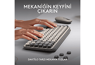 LOGITECH POP Keys Mist Özelleştirilebilir Emoji Tuşlu Mekanik Kablosuz Türkçe Klavye - Bej_3