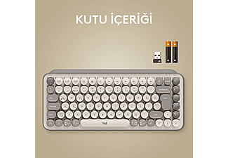 LOGITECH POP Keys Mist Özelleştirilebilir Emoji Tuşlu Mekanik Kablosuz Türkçe Klavye - Bej_8