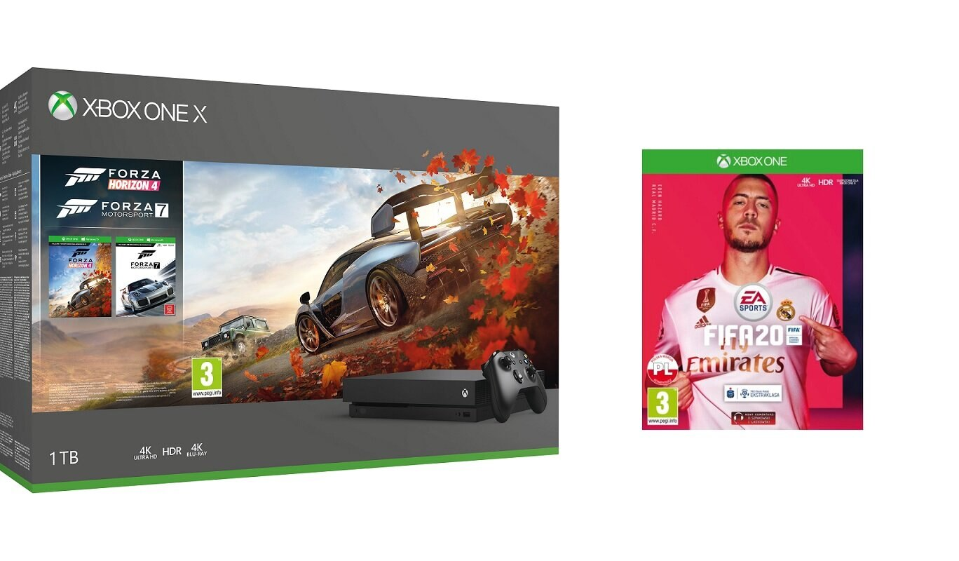 Konsola MICROSOFT Xbox One X + Forza Horizon 4 + Forza Motorsport 7 + FIFA 20