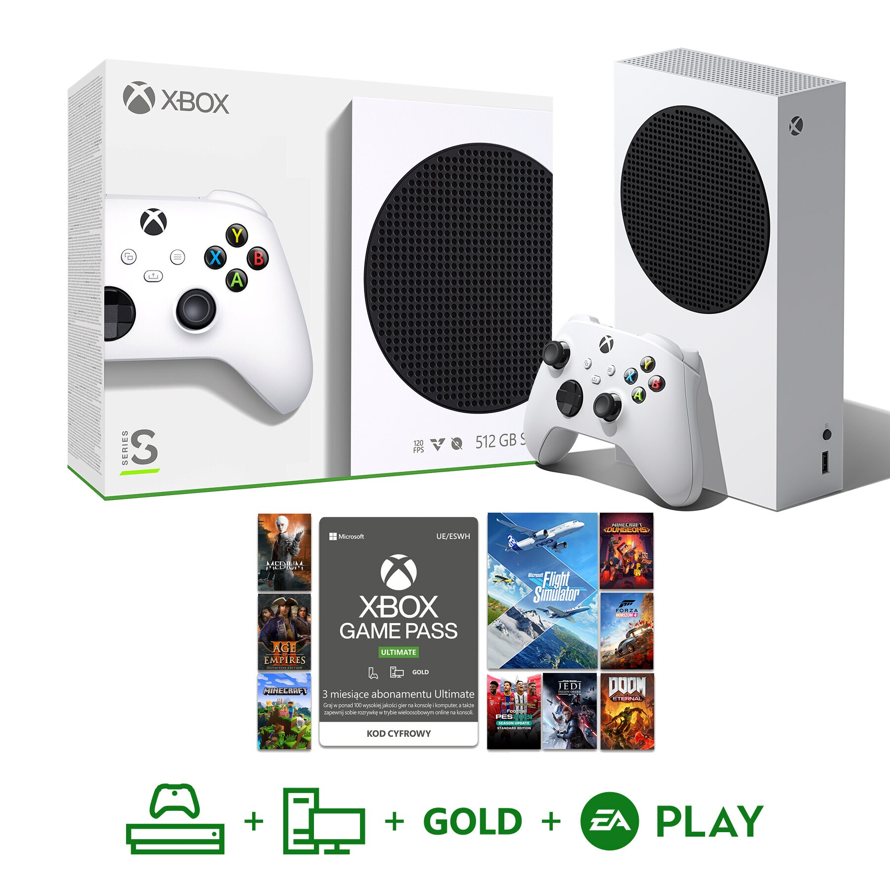 Konsola MICROSOFT Xbox Series S + Game Pass Ultimate 3 miesiące