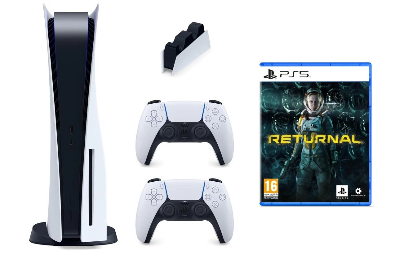 Konsola SONY PlayStation 5 + Dodatkowy kontroler DualSense + Stacja ładująca do DualSense + Returnal