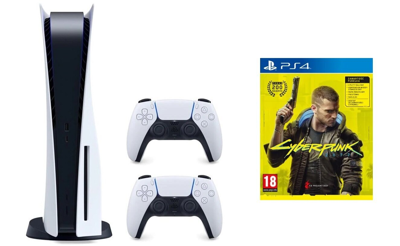 Konsola SONY PlayStation 5 + Dodatkowy kontroler DualSense + Cyberpunk 2077