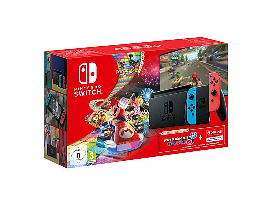 Konsola NINTENDO Switch + Joy-Con Niebiesko-czerwony + Mario Kart 8 Deluxe (kod do pobrania) + Nintendo Switch Online 3 mies.