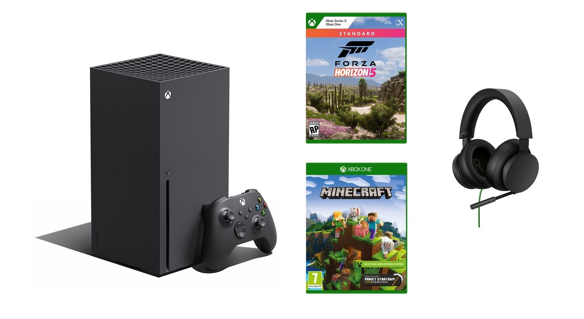 Konsola MICROSOFT Xbox Series X 1TB + Forza Horizon 5 + Minecraft Pakiet Startowy + Xbox Stereo Headset