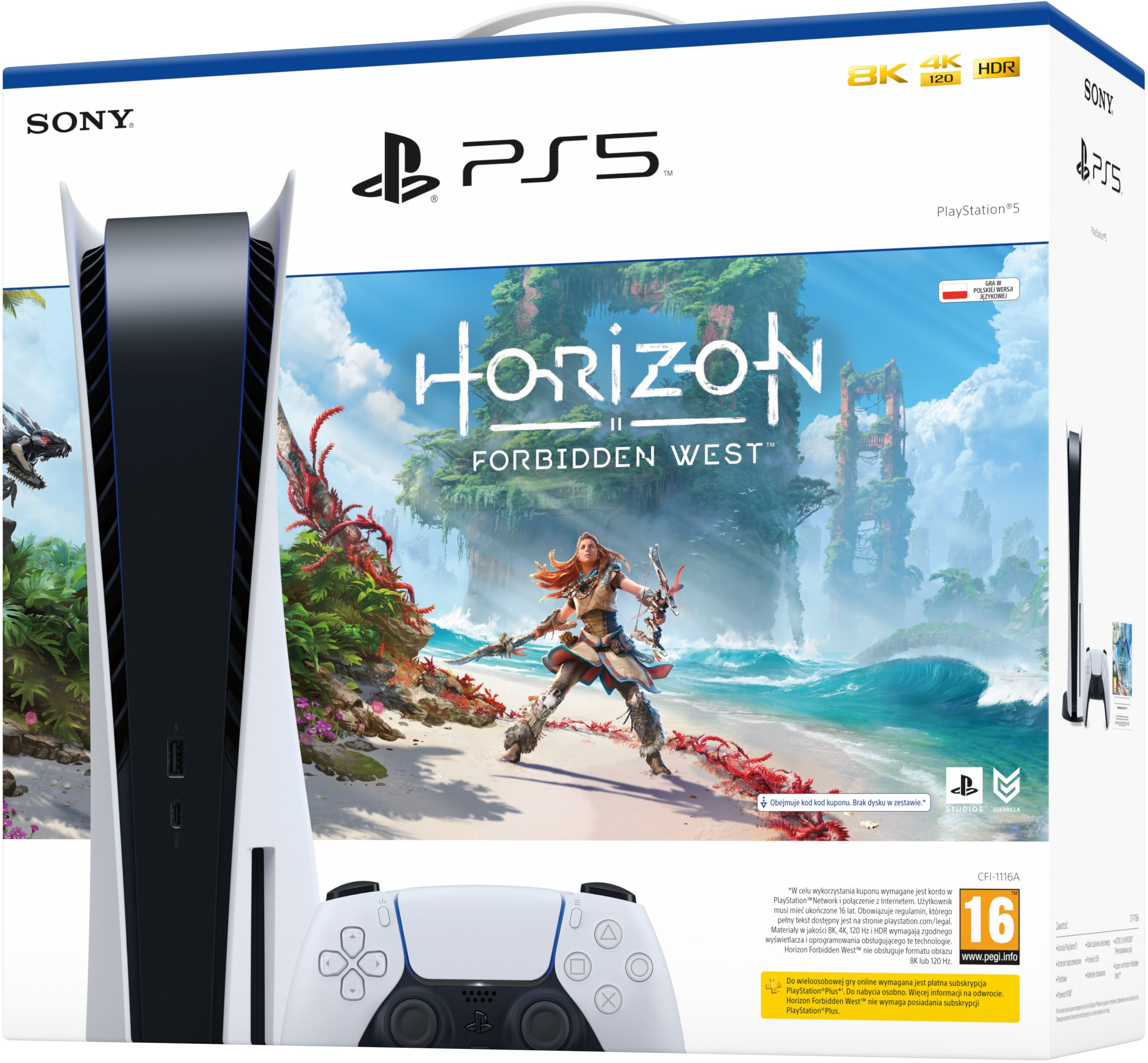 Konsola SONY PlayStation 5 + Horizon Forbidden West (kod do pobrania)