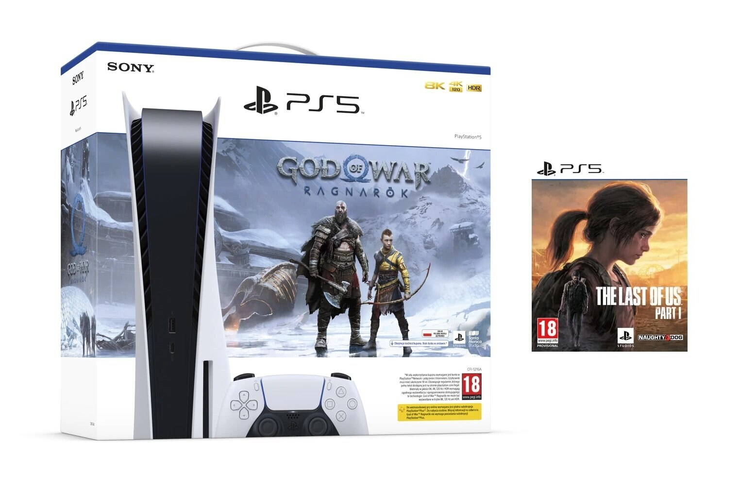 Konsola SONY PlayStation 5 C Chassis + God of War Ragnarök (Kod do pobrania) + The Last of Us Part I