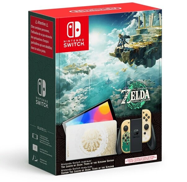 Zestaw Nintendo Switch z okładką gry The Legend of Zelda.