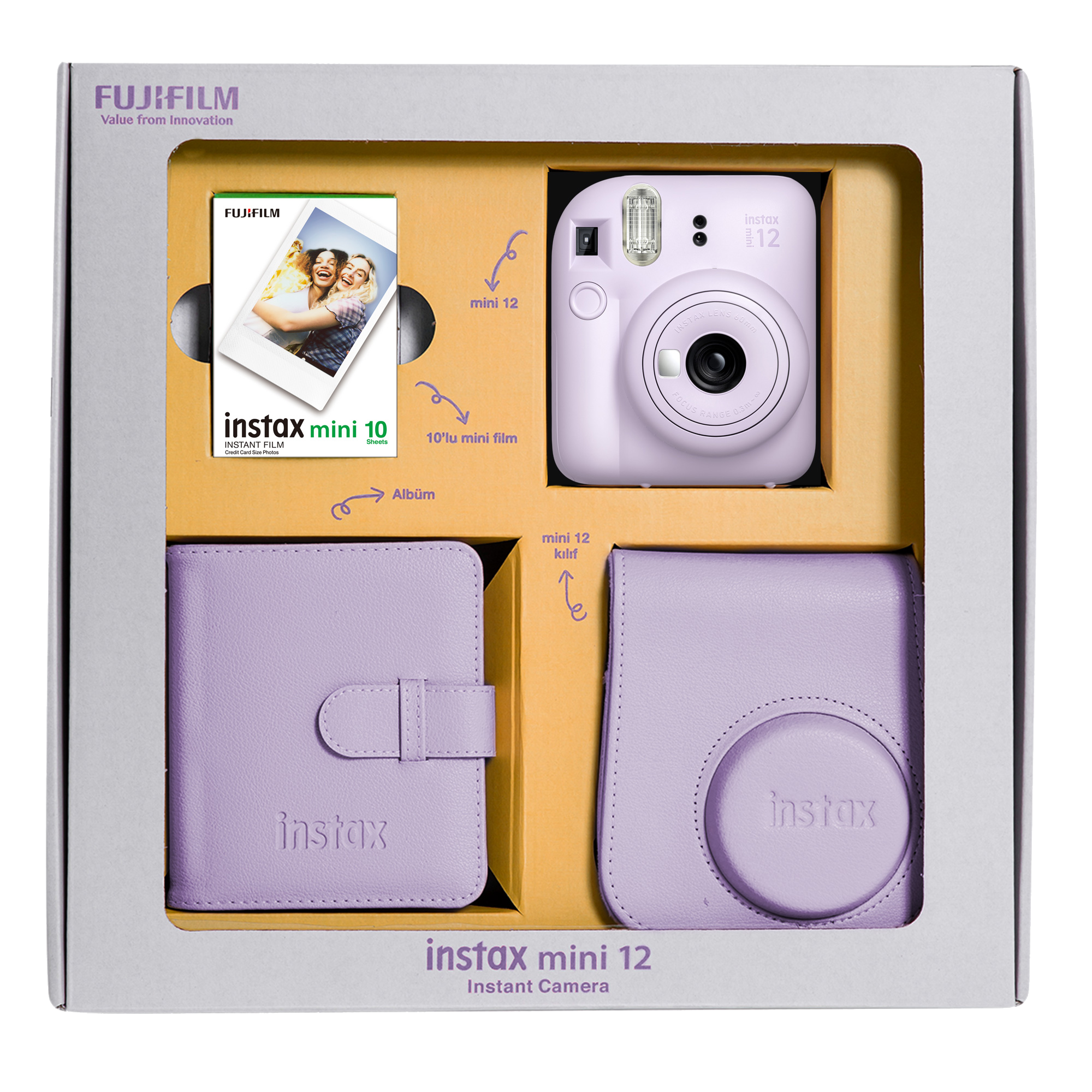 FUJIFILM Instax Mini 12 Bundle Box Anlık Fotoğraf Makinesi Leylak Moru ...