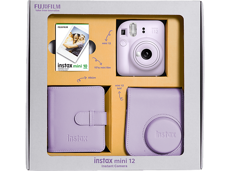 FUJIFILM Instax Mini 12 Bundle Box Anlık Fotoğraf Makinesi Leylak Moru