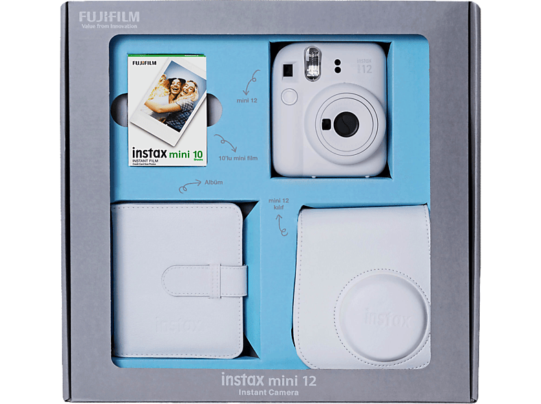 FUJIFILM Instax Mini 12 Bundle Box Anlık Fotoğraf Makinesi Kil Beyazı