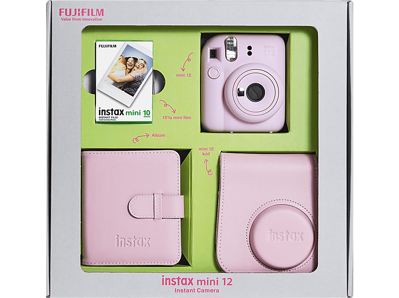 FUJIFILM Instax Mini 12 Bundle Box Anlık Fotoğraf Makinesi Çiçek Pembesi