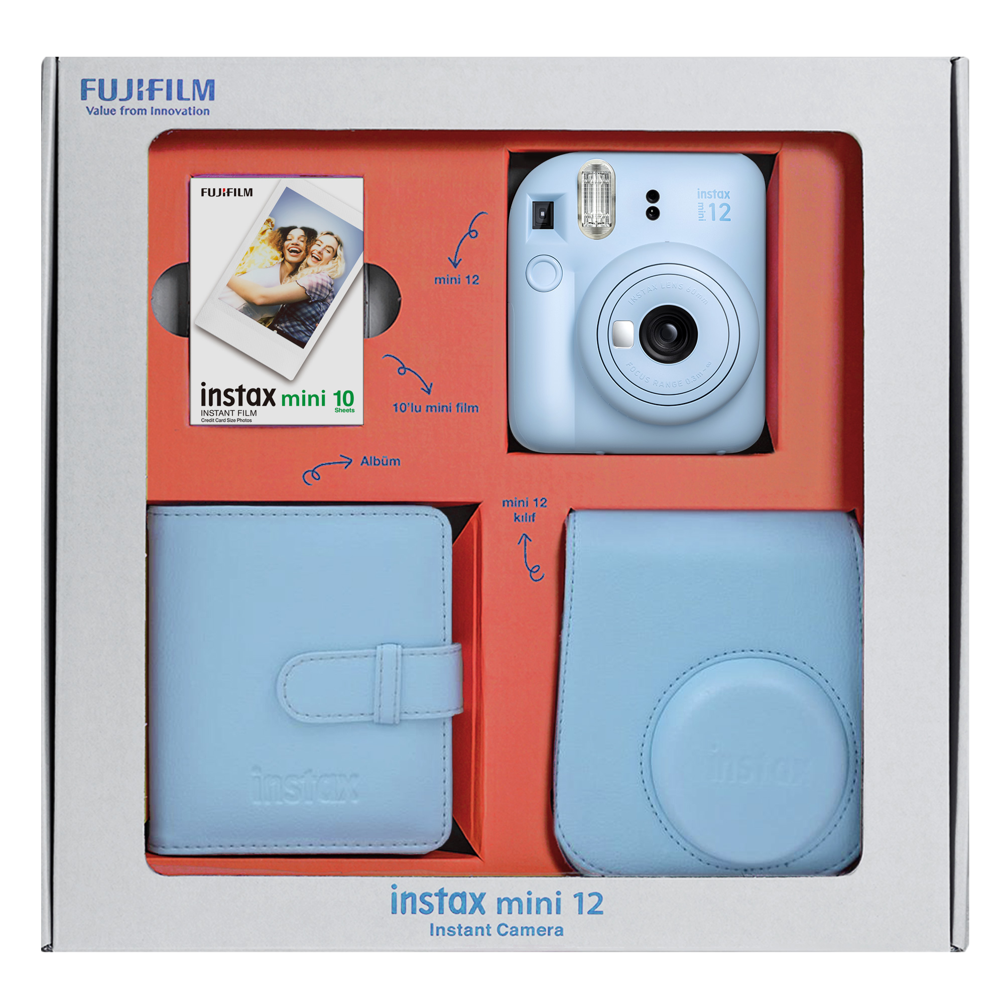Instax Mini 12 Bundle Box Anlık Fotoğraf Makinesi Pastel Mavi