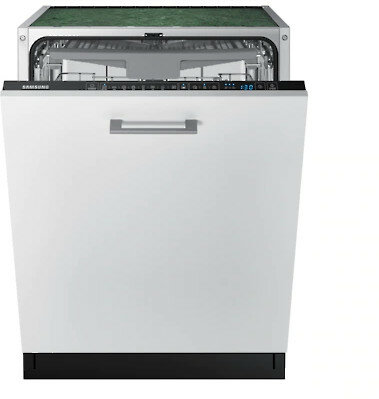 Biała zmywarka Samsung z lekko otwartymi drzwiami.