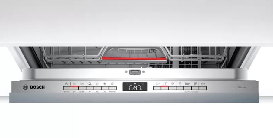 Panel sterowania zmywarki z przyciskami i wyświetlaczem cyfrowym 0:40.