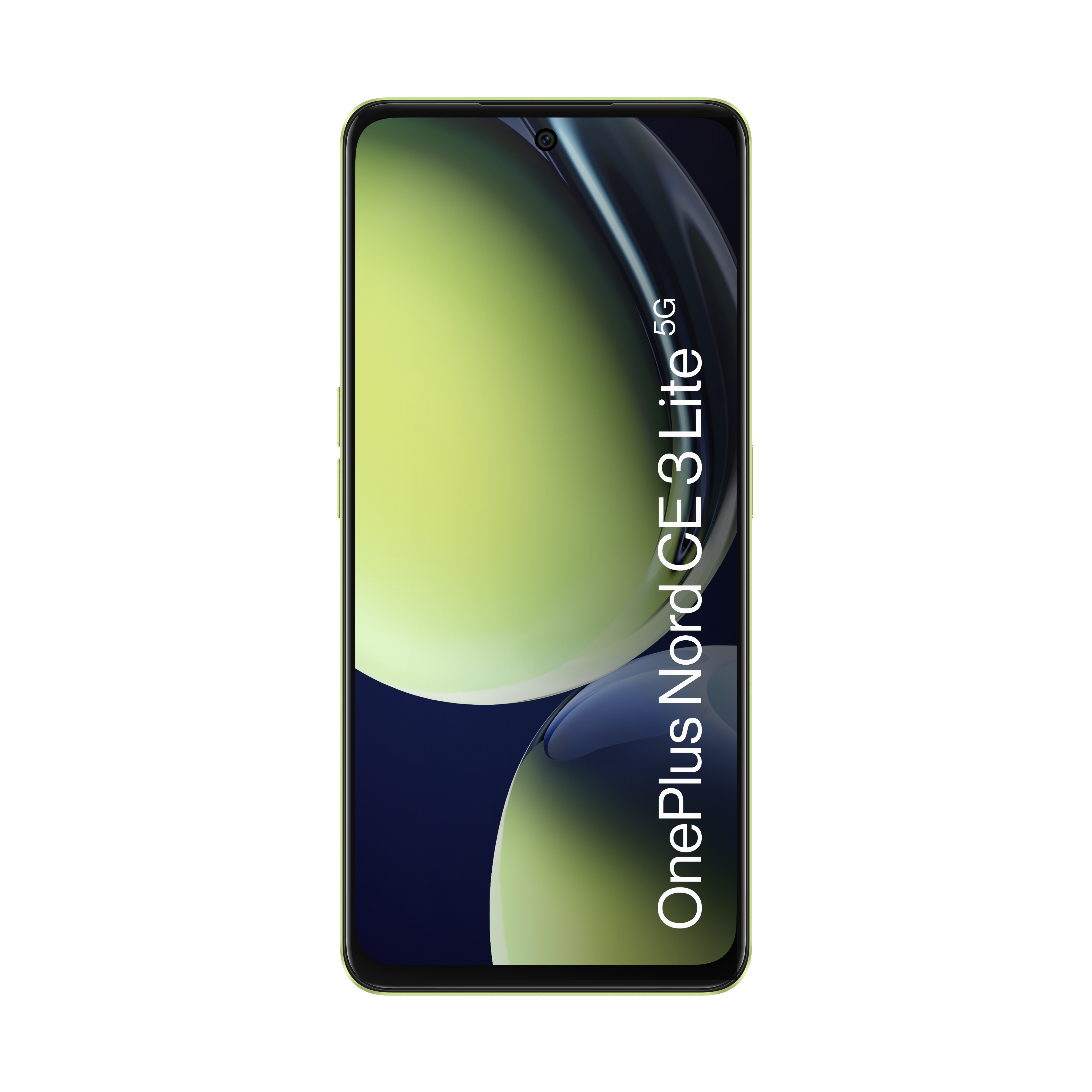 Smartphone OnePlus Nord CE 3 Lite 5G sobre fondo negro.