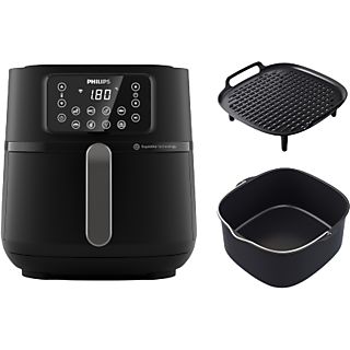 Freidora de aire - Philips AirFryer HD9285/96, XXL, Conectada, 7.2l, Acc Molde + Parrilla, Negro