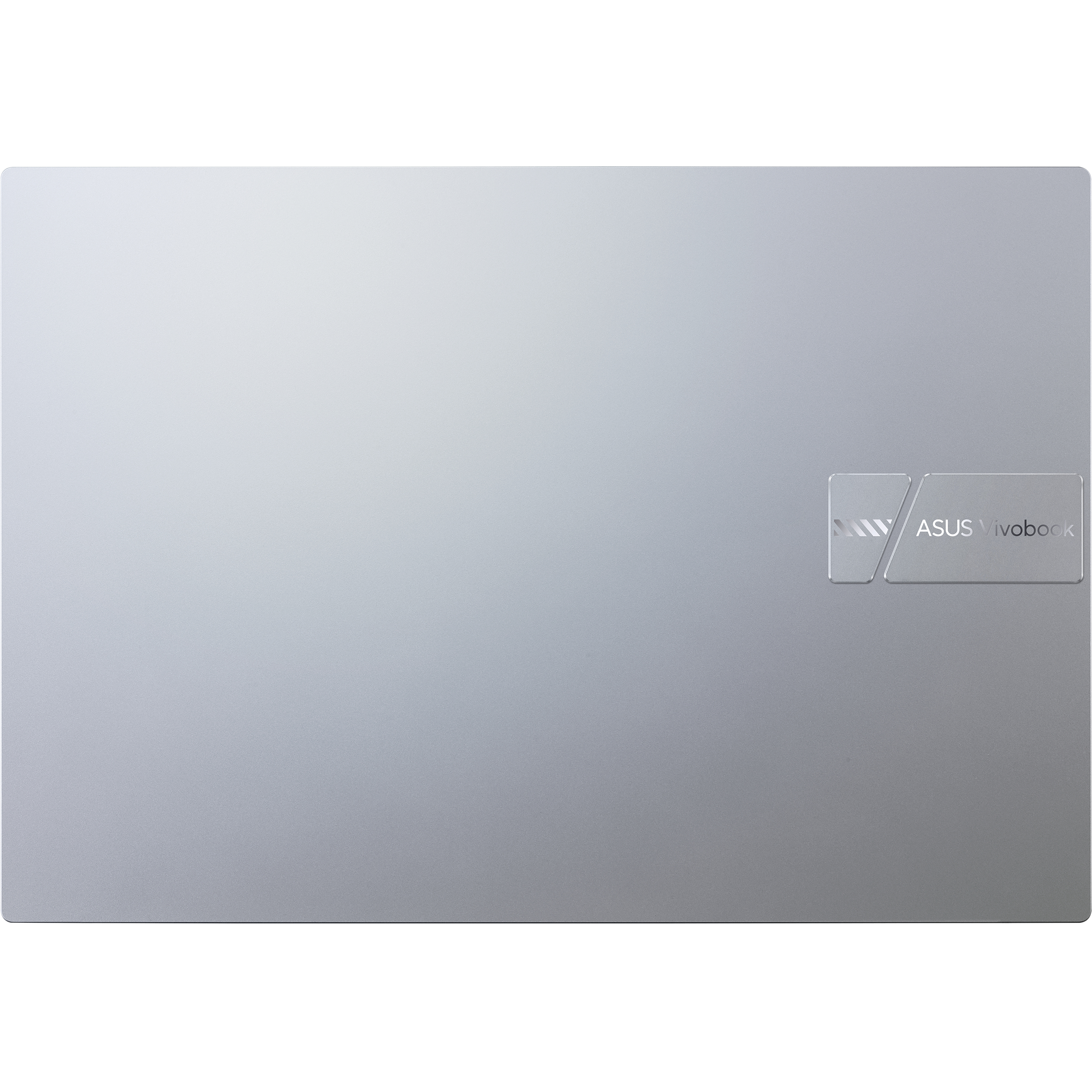 Rückseite eines grauen Laptops. Das ASUS Vivobook Logo befindet sich in der unteren rechten Ecke.