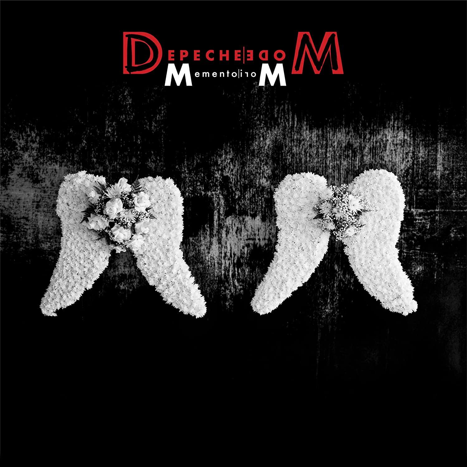 Depeche Mode album borító, két fehér angyalszárny virágokkal fekete háttéren.