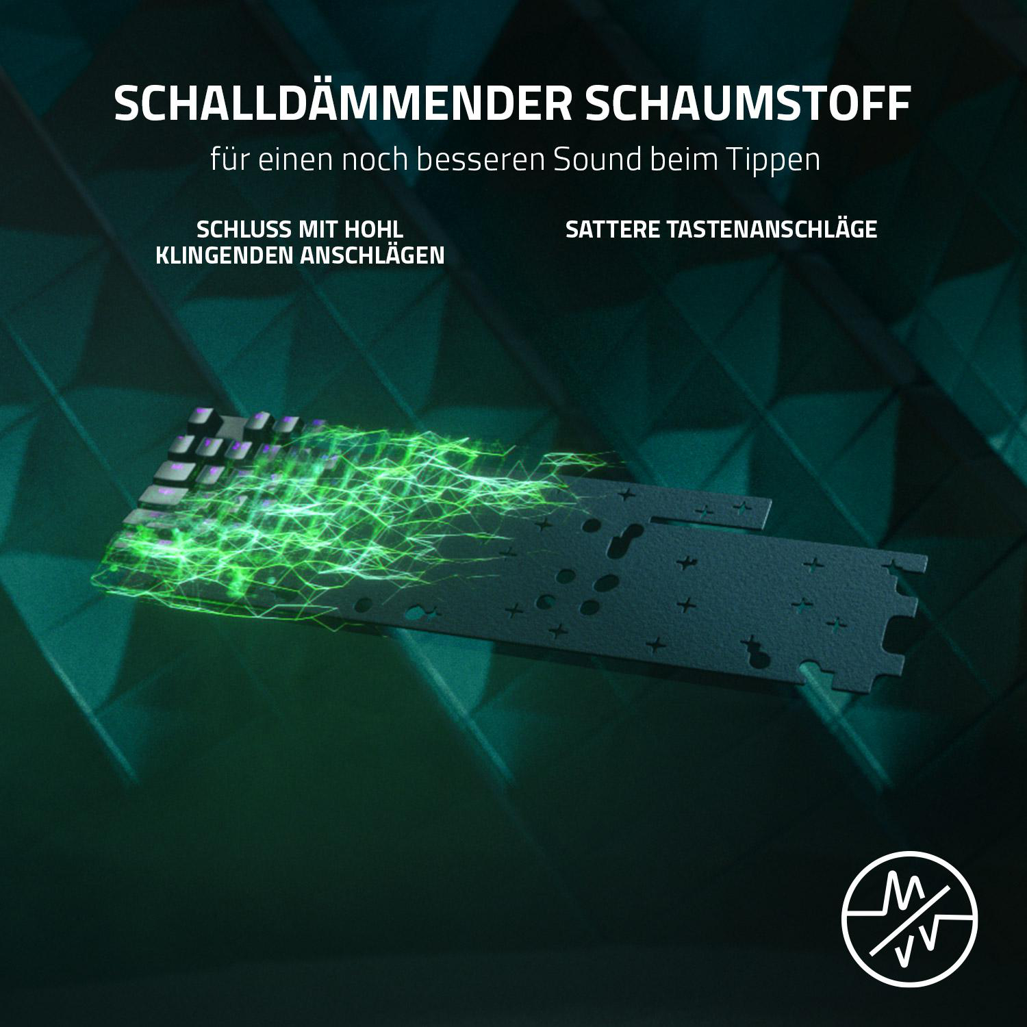 RAZER Huntsman V2 Tenkeyless lila switches, Gaming Tastatur, Opto-Mechanical, Kabelgebunden, Schwarz