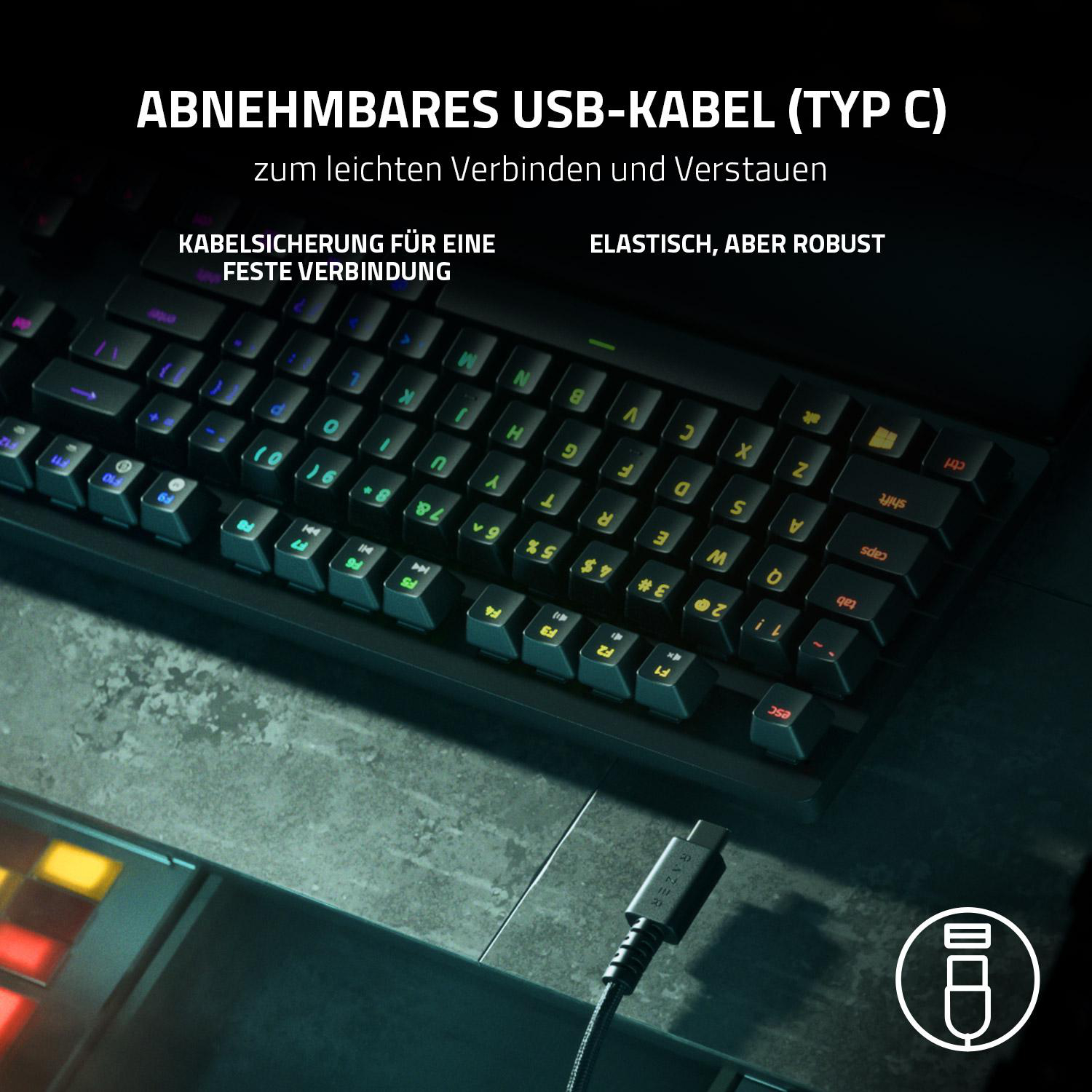 Tenkeyless Kabelgebunden, Huntsman Schwarz Gaming Opto-Mechanical, RAZER V2 lila switches, Tastatur,
