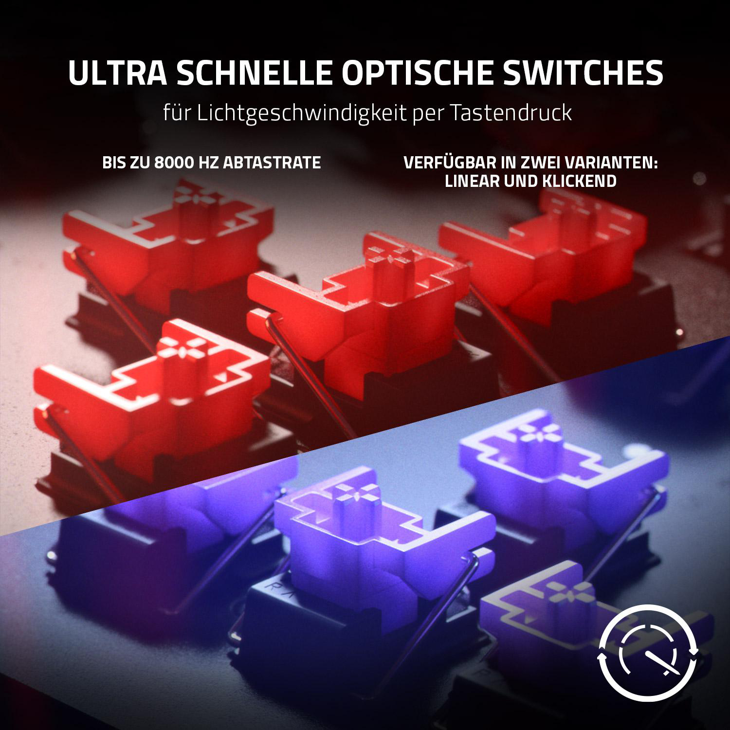 RAZER Huntsman V2 Tenkeyless lila switches, Gaming Tastatur, Opto-Mechanical, Kabelgebunden, Schwarz