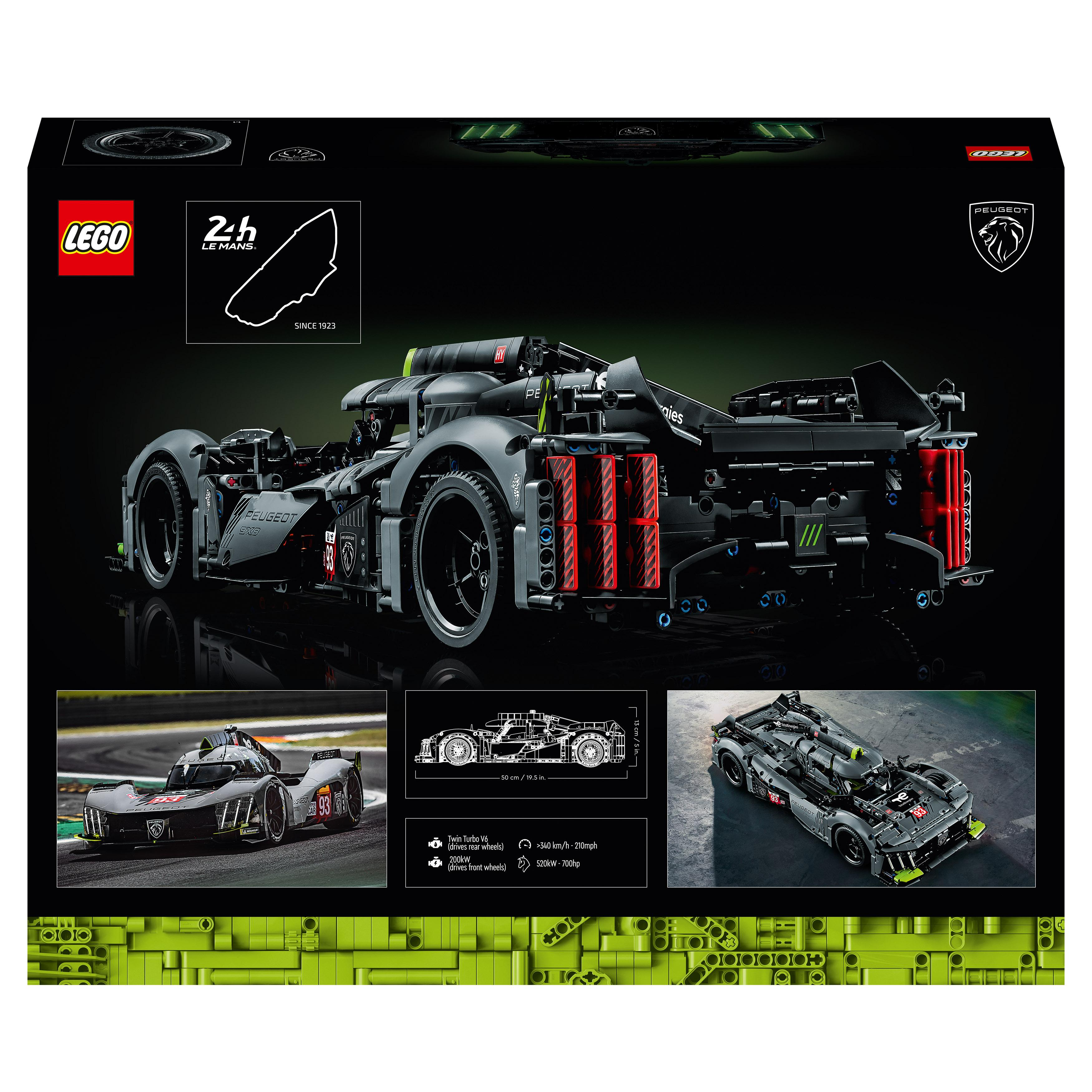 Lego Technic Peugeot 9X8 Automodell-Box, detailliert mit Bildern.