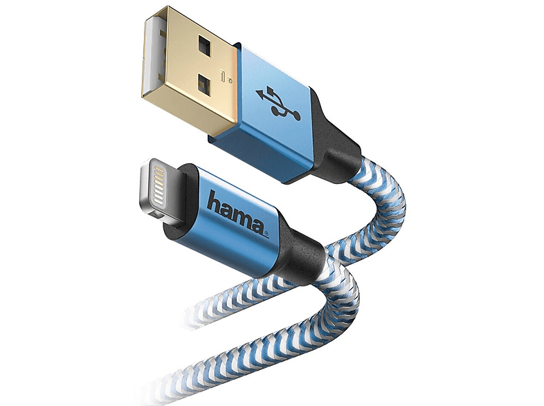 Zdjęcia - Kabel Hama  USB  Reflected Lightning 1.5M, Niebieski Niebiesko-biały 