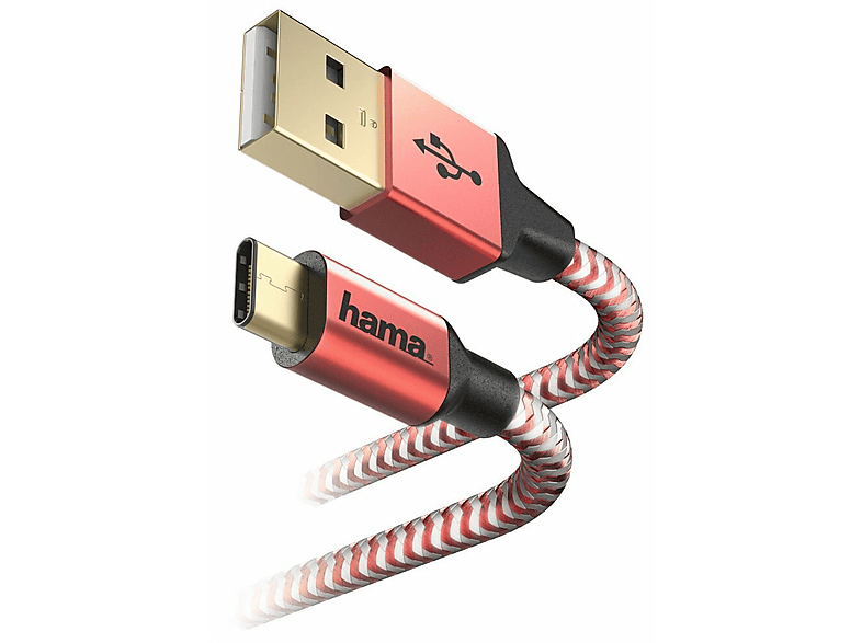 Фото - Кабель Hama Kabel USB typ C  Reflected 1.5m Czerwony 00178296 Czerwono-biały 