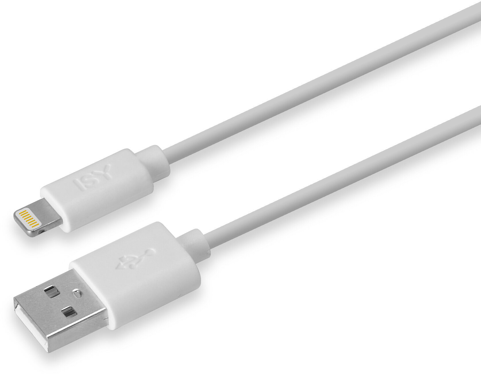 Dwa białe kable USB, jeden ze złączem ISY, drugi ze złączem USB.
