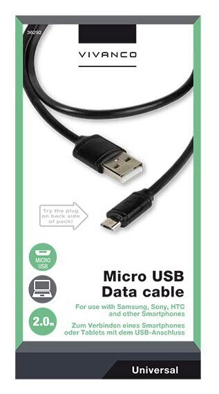 Kabel microUSB VIVANCO 2m Czarny 36292