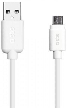 Biały kabel USB do micro USB do ładowania.