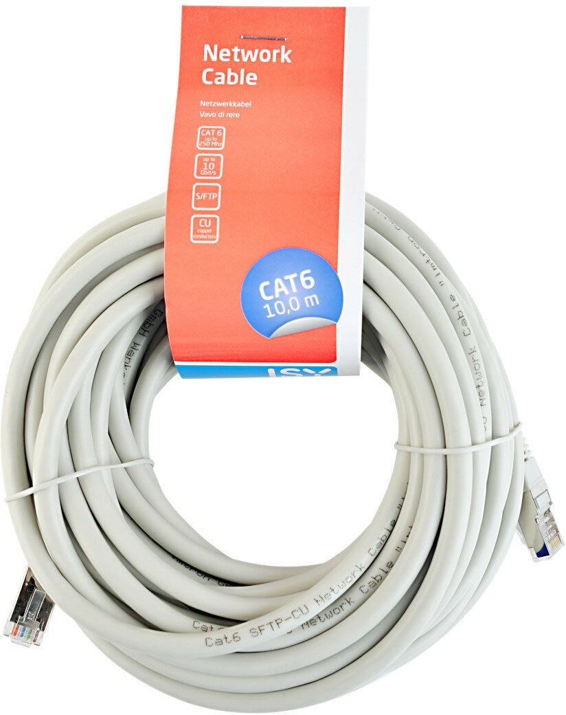 Kabel sieciowy ISY IPC-6100 S/FTP Cat6 10,0 m Szary