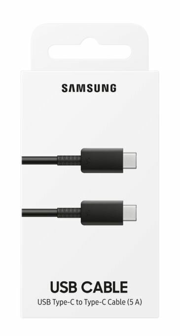 Opakowanie kabla USB Samsung. Kabel czarny, białe pudełko z logo Samsung.