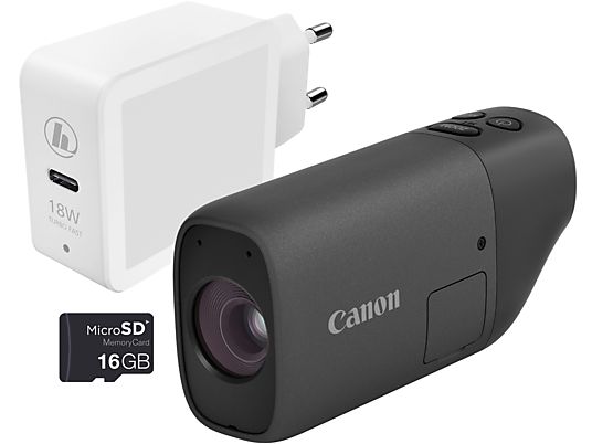 CANON PowerShot ZOOM Basis-Kit - kompakte Telezoom-Kamera im Spektiv-Stil Schwarz