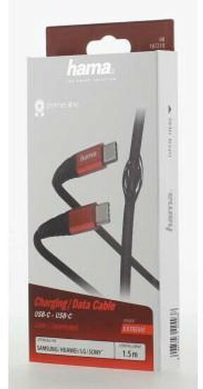 Kabel ładujący HAMA Extreme USB-C - USB-C 1,5 m Czarny