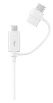 Biały kabel USB ze złączem USB-C i USB-A.