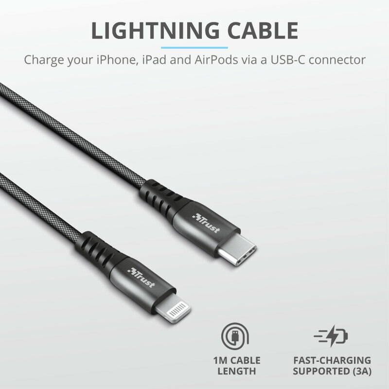 Kabel USB TRUST Keyla Extra-Strong USB-C To Lightning Cable 1m