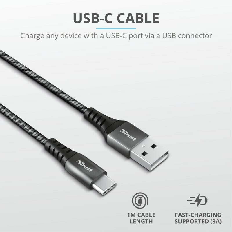 Kabel USB TRUST Keyla Extra-Strong USB To USB-C Cable 1m