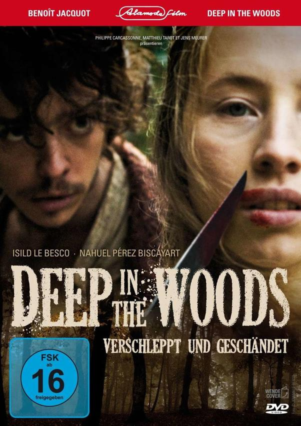 Filmposter für „Deep in the Woods“. Zeigt einen Mann, eine Frau und Text.