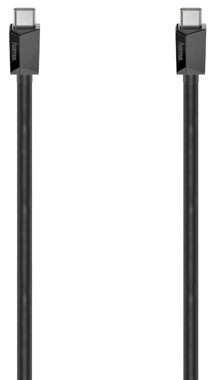 Czarne kable USB-C Hama na białym tle.