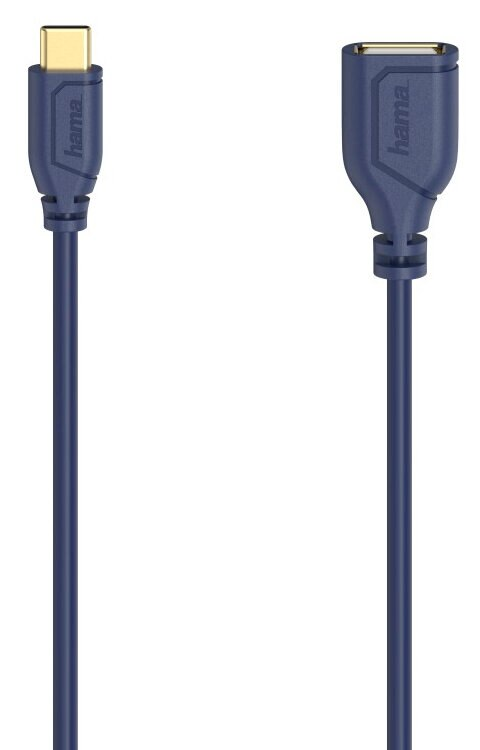 Kabel HAMA USB-C OTG - USB 2.0 A Flexi-slim (wtyk-gniazdo) 0.15m Niebieski