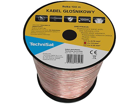 Kabel głośnikowy TECHNISAT 2x1,50mm2 CCA 1 metr