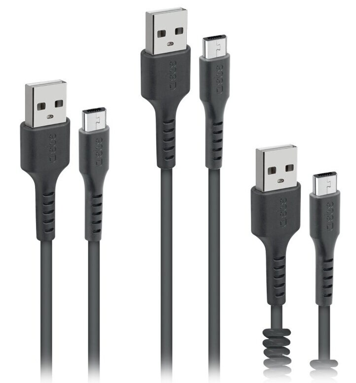 Zestaw kabli SBS 3x USB-A - microUSB Czarny