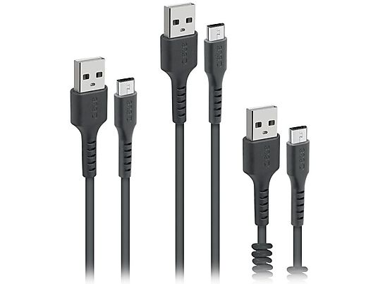 Zestaw kabli SBS 3x USB-A - microUSB Czarny